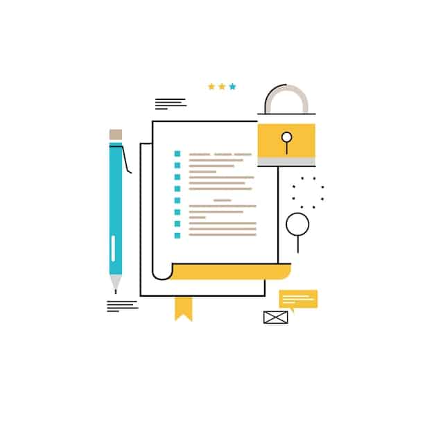 An illustration of a checklist being marked with a pen, symbolizing the completion of compliance tasks related to data privacy regulations.