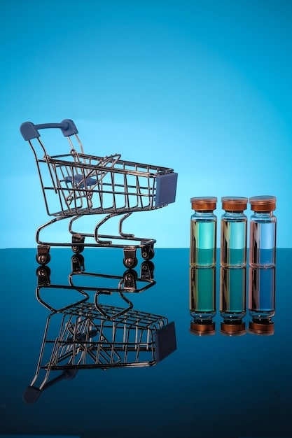 A digital illustration featuring a magnifying glass over shopping carts filled with essential goods, highlighting the investigation's focus on potentially inflated prices.