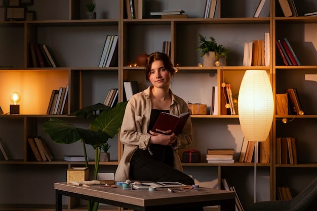 A person sitting at a desk in a brightly lit office, surrounded by books and a laptop, deeply engrossed in thought while working on a complex project. The image should convey intellectual curiosity and the ability to focus intently.