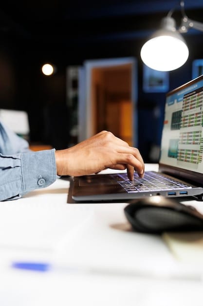 A close-up shot of a trader's hands on a computer keyboard, focused on the charting software displaying derivative pricing and market data.
