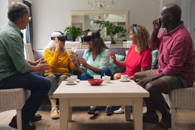 A group of diverse people sitting in a circle, talking and supporting each other. The setting is a bright, comfortable room, symbolizing a safe and supportive environment.