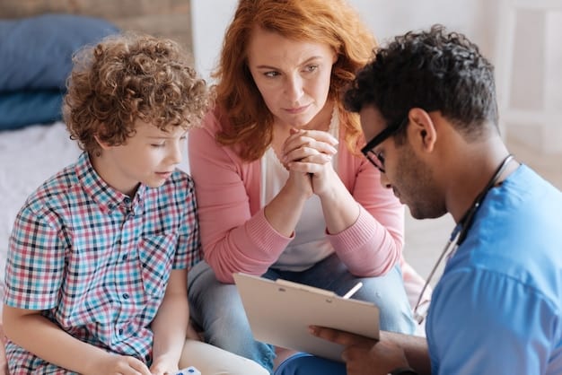 A doctor discussing treatment options with a patient and their family, emphasizing collaborative care and shared decision-making.