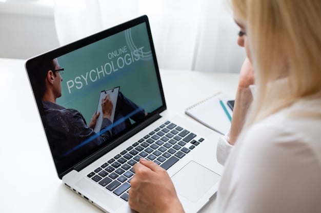 A close-up of a laptop screen displaying a therapist directory website with profile previews, focus on the search filters like 