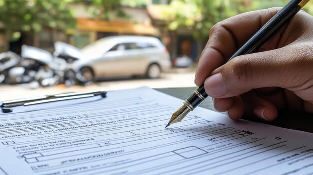 A close-up of an eligibility form for a community resource program, with a pen hovering over the 