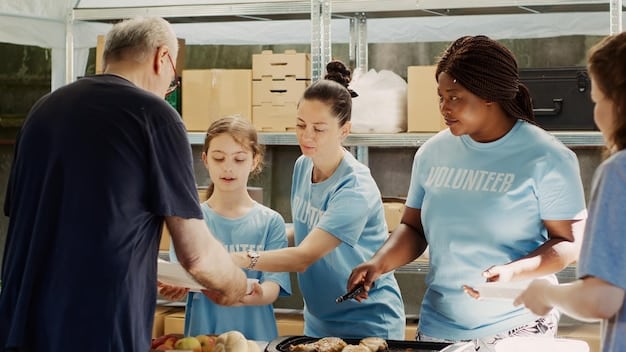 A group of HSM members volunteering at a community health fair, demonstrating their commitment to health and service. The image should be vibrant and convey a sense of unity and purpose.
