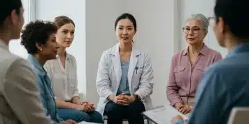 Group therapy session with diverse individuals benefiting from mental health support