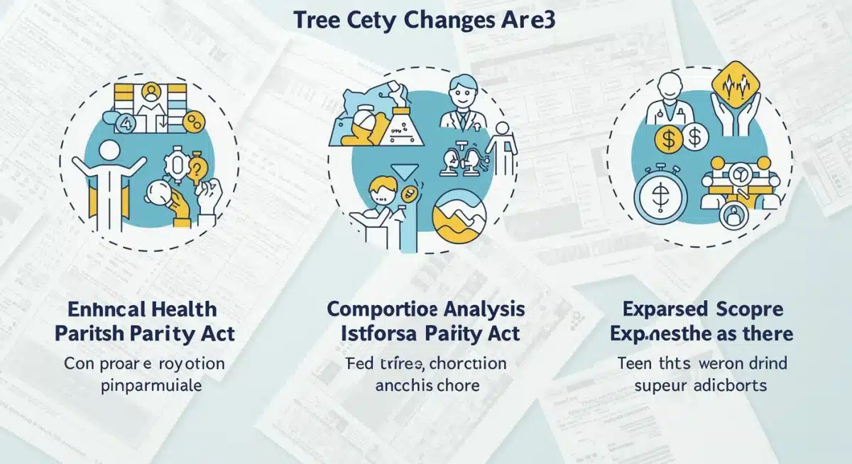 Infographic detailing three key changes in 2025 Mental Health Parity Act updates