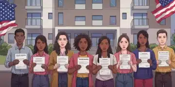 Diverse tenants asserting their rights in front of an apartment building, symbolizing federal housing protections.