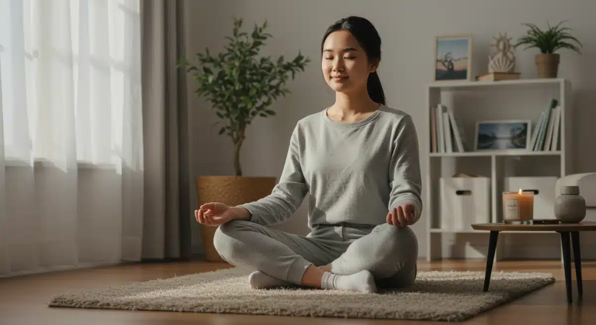 Person meditating to prevent burnout