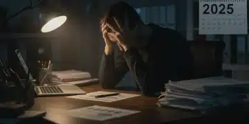 Stressed person at desk showing early burnout signs