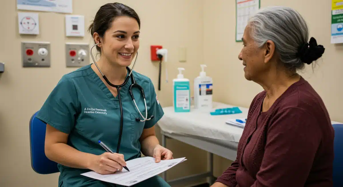 Healthcare provider consulting with a patient at a community health center