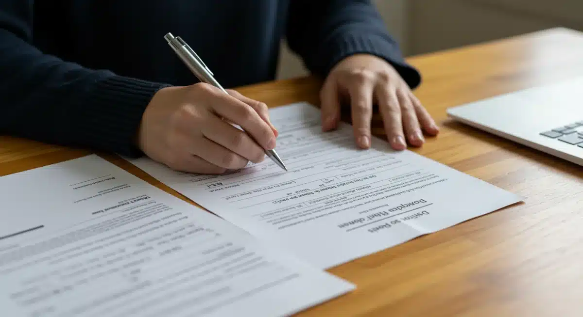 Person carefully completing a Section 8 housing application form