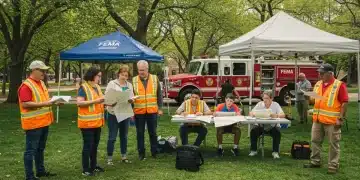 Community emergency preparedness drill in a US park