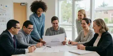 Disability housing support meeting reviewing accessible housing plans