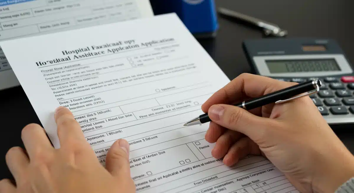 Filling out a hospital financial assistance application form