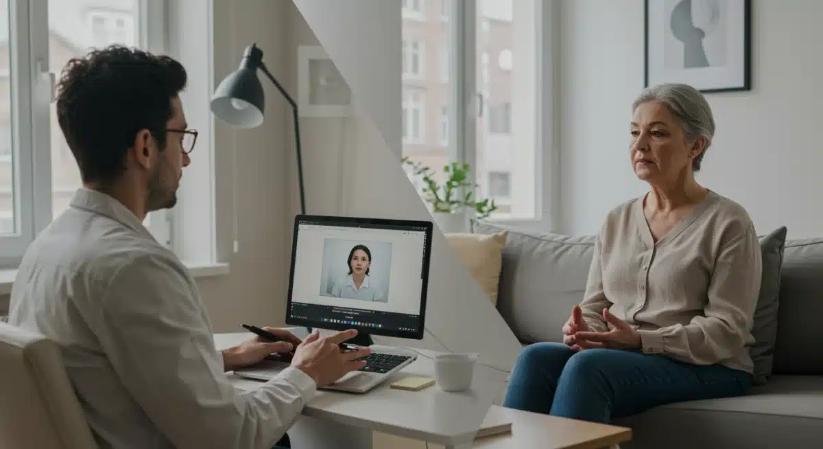 Therapist and patient during online CBT session