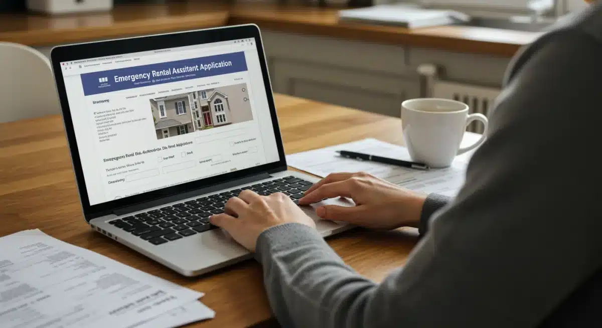 Person applying for emergency rental assistance online 2026