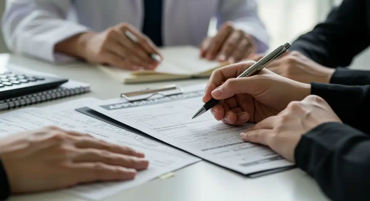 Filling out housing assistance application form