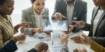 People reviewing ACA healthcare subsidy information on a tablet