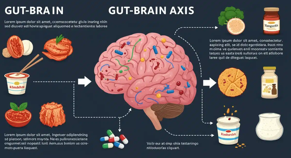 Infographic depicting the gut-brain axis and its connection to mental health