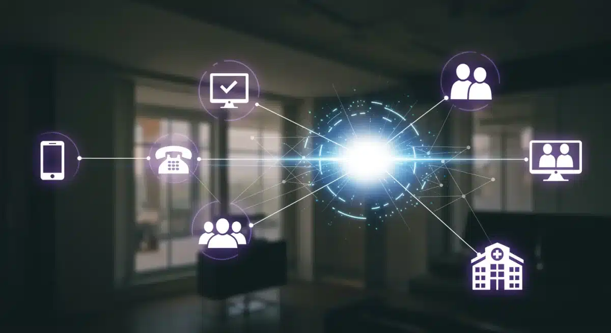 Interconnected mental health support networks, illustrating comprehensive crisis care.