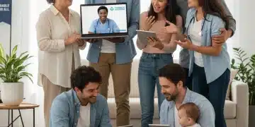 Diverse individuals engaging in affordable telehealth consultations on digital devices.
