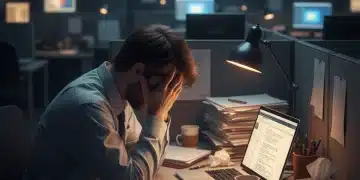 Exhausted person at desk, symbolizing burnout risk