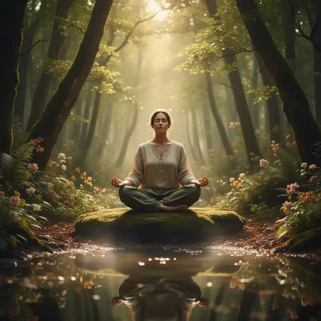 Person meditating in nature, promoting mindfulness and well-being