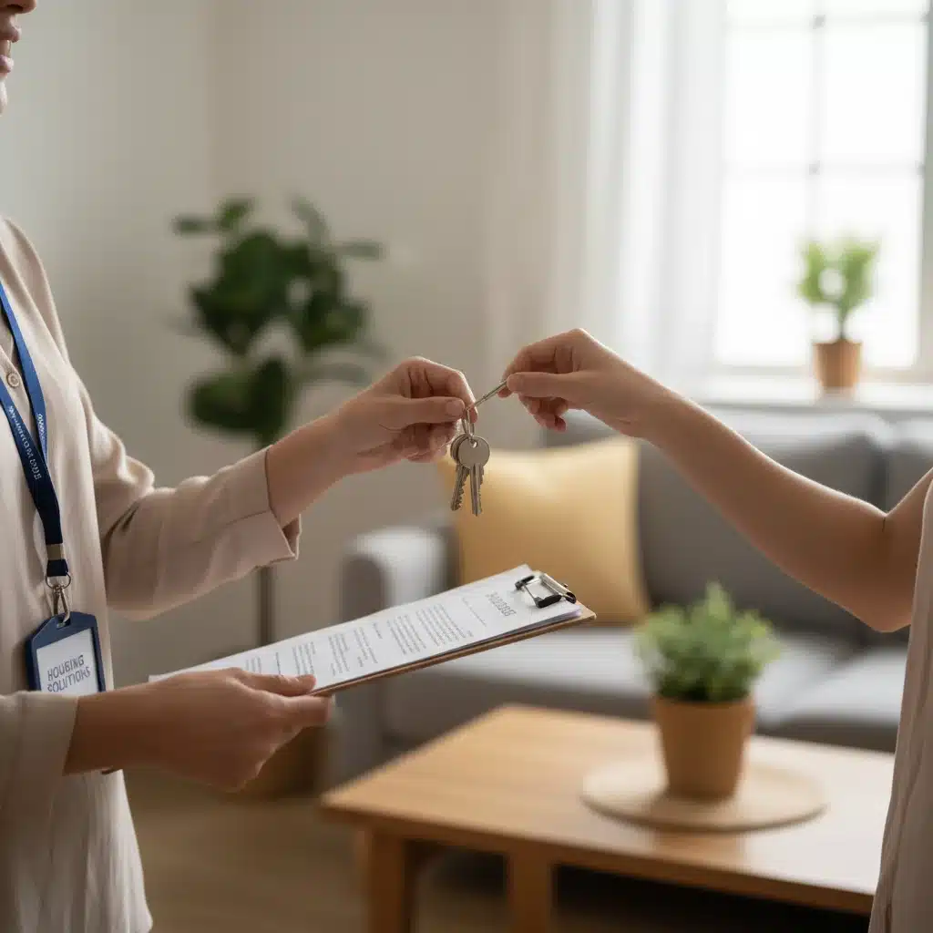Hands exchanging keys, representing successful housing placement through support programs.