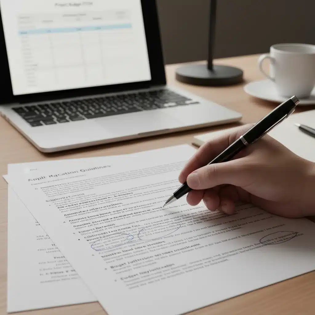 Reviewing grant application guidelines and budget details