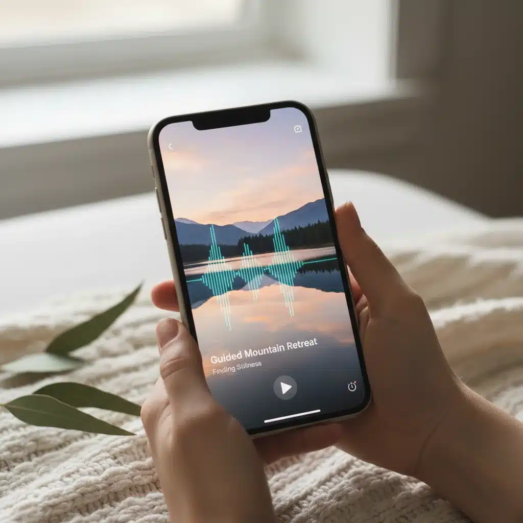 Smartphone displaying a meditation app interface.