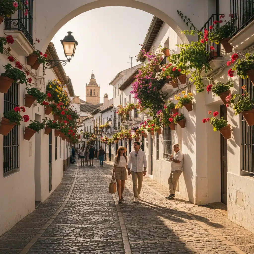 Calles estrechas del barrio judío de Córdoba, riqueza cultural e histórica.