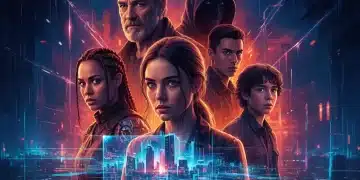 Cartel cinematográfico vibrante de una de las películas españolas más esperadas de 2026, con actores reconocidos y una estética moderna.