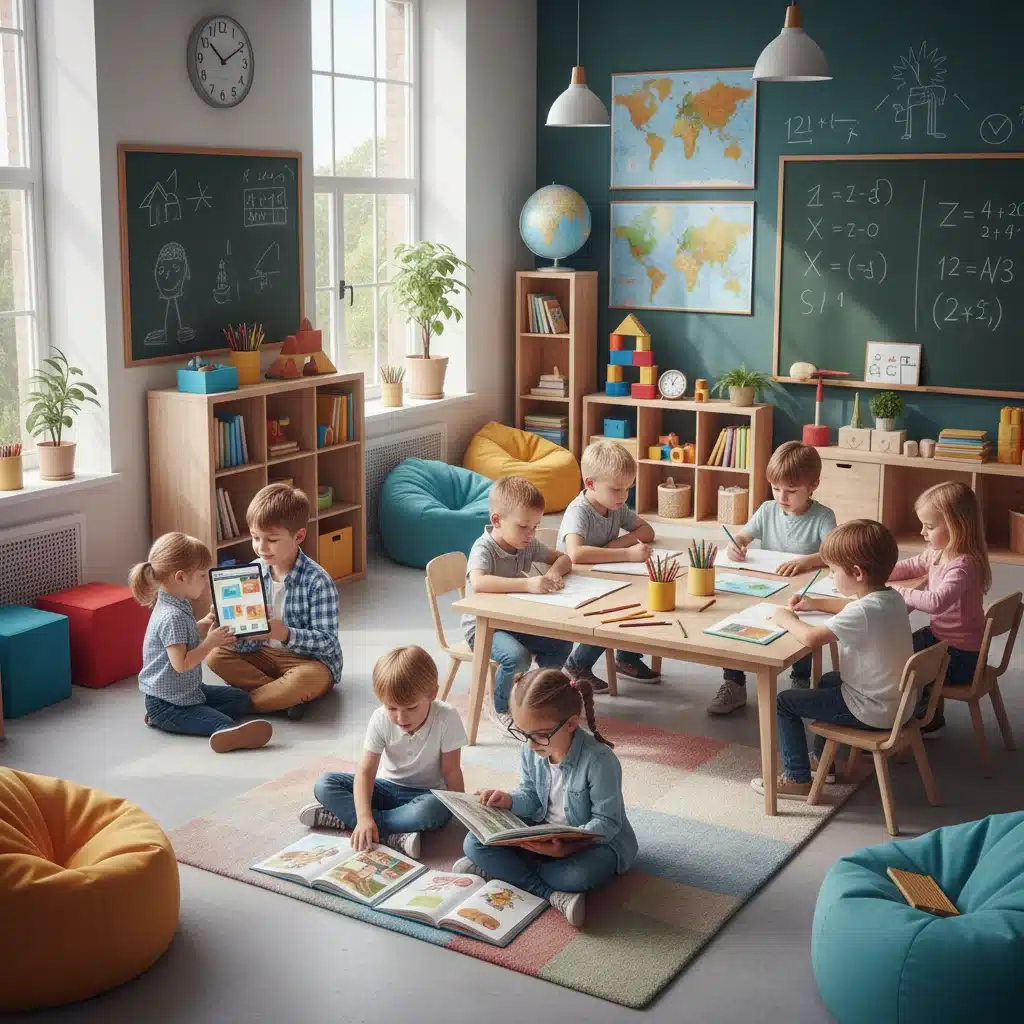 Niños de familia numerosa aprendiendo y desarrollando sus habilidades con apoyo educativo