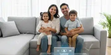 Actualización Ayudas Hijo a Cargo 2026: ¿Quién se Beneficia y Cuánto Recibirán? Familia feliz con dos hijos, padres sonrientes, simbolizando las ayudas por hijo a cargo.
