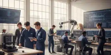 Jóvenes aprendiendo en un taller moderno de Formación Profesional Dual en España