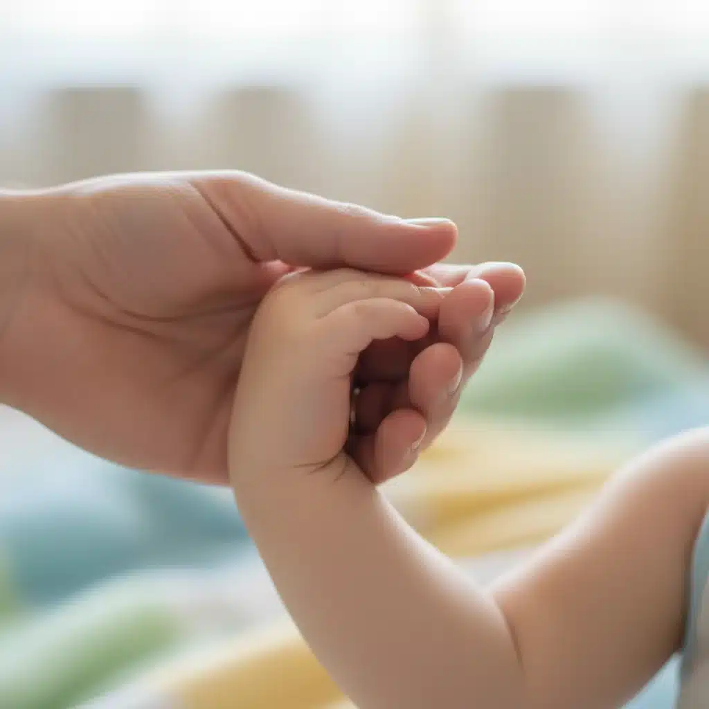 Manos de adulto y niño entrelazadas, representando el vínculo y el cuidado parental durante el permiso.