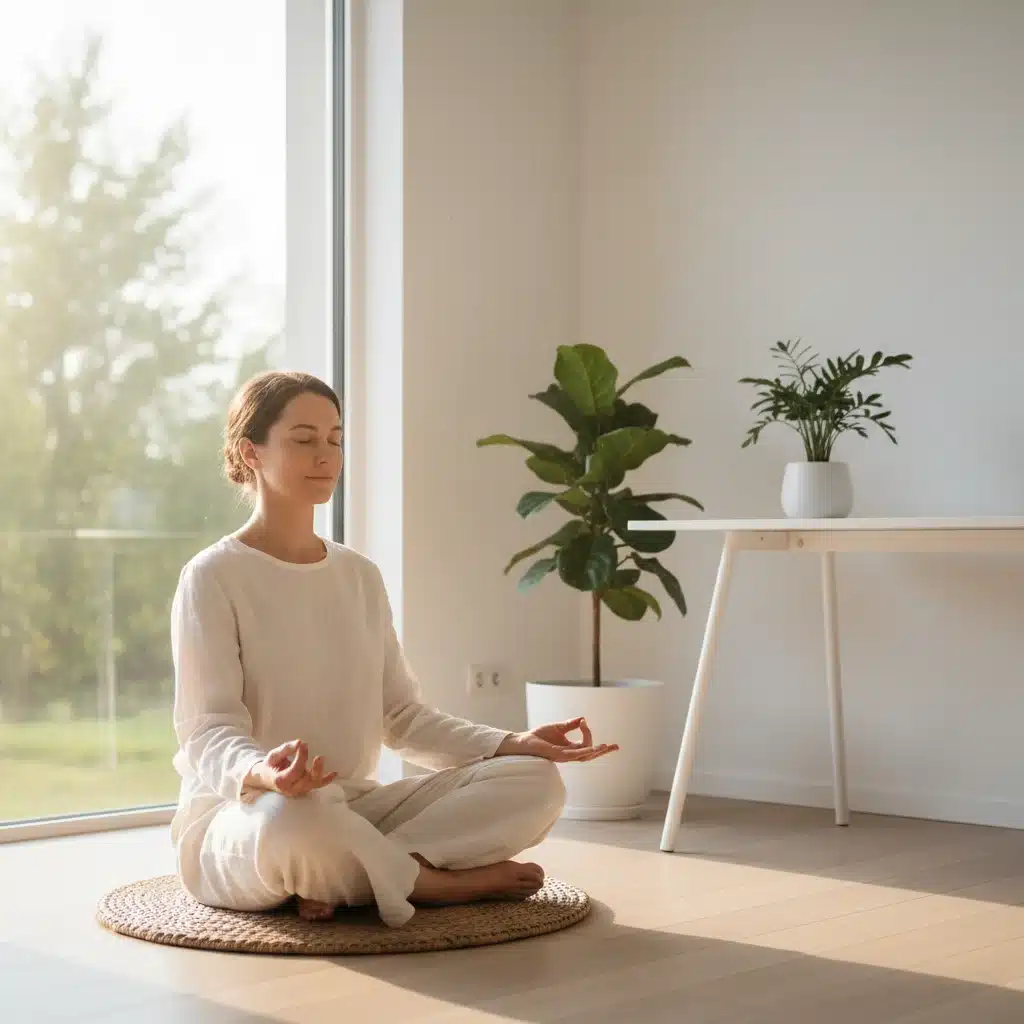 Persona meditando en casa, practicando mindfulness para reducir el estrés laboral