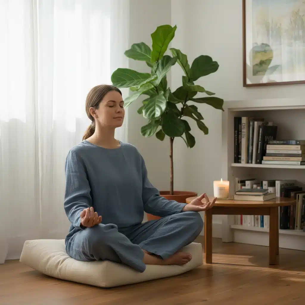 Cuidador realizando meditación para reducir el estrés y mejorar su bienestar mental.