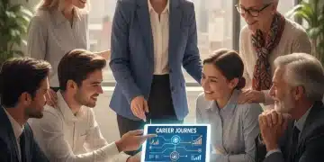Impulsa tu Carrera: Programas de Mentoría Laboral en España 2026 Profesionales diversos en una sesión de mentoría laboral en España, discutiendo planes de carrera y crecimiento.