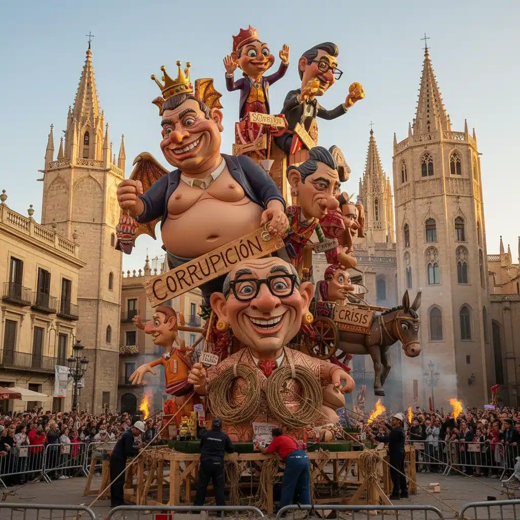 Detalle de un ninot de Fallas en Valencia antes de la cremà