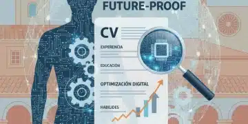 Optimización CV 2026 España: diseño moderno con elementos digitales y engranajes