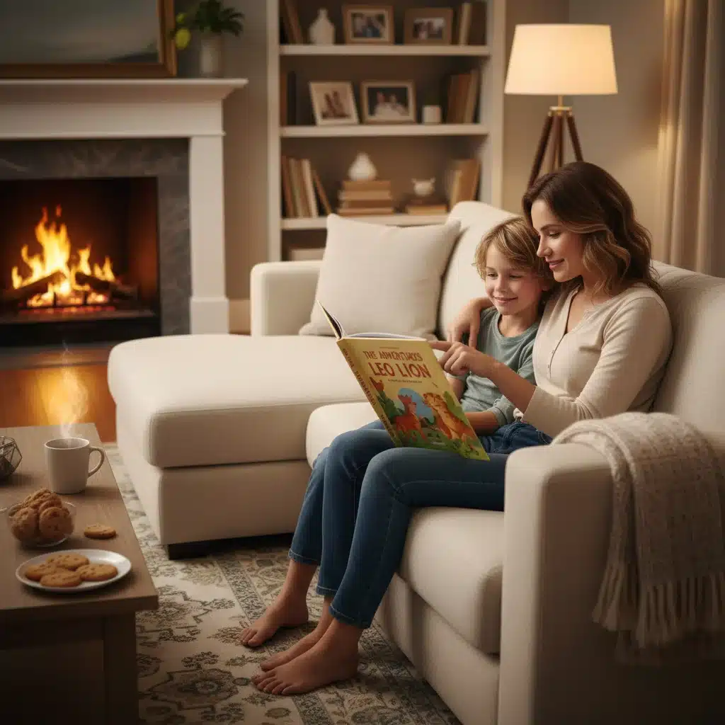 Padre e hijo disfrutando de un momento de lectura juntos, simbolizando tiempo de calidad y conexión familiar.