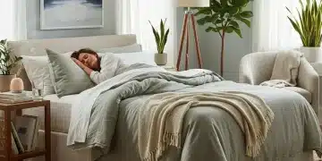 Persona durmiendo plácidamente en una cama cómoda, representando un descanso óptimo y relajación profunda.