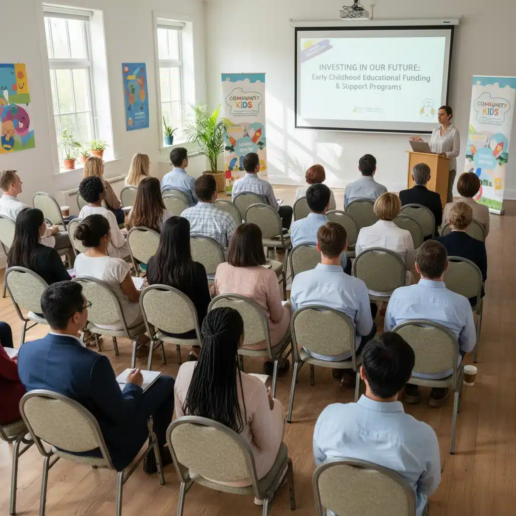 Padres en reunión informativa sobre ayudas para educación infantil