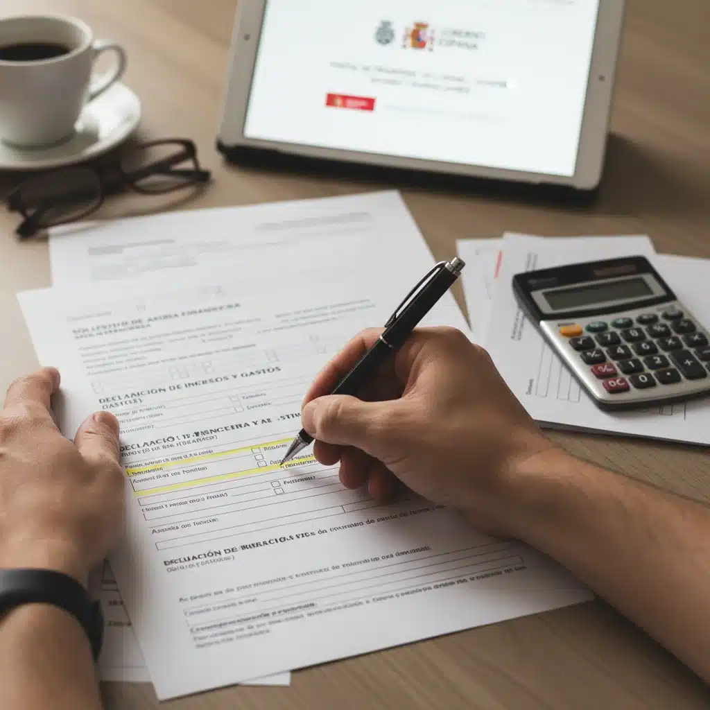 Manos rellenando formularios de solicitud para ayudas a la crianza en España.