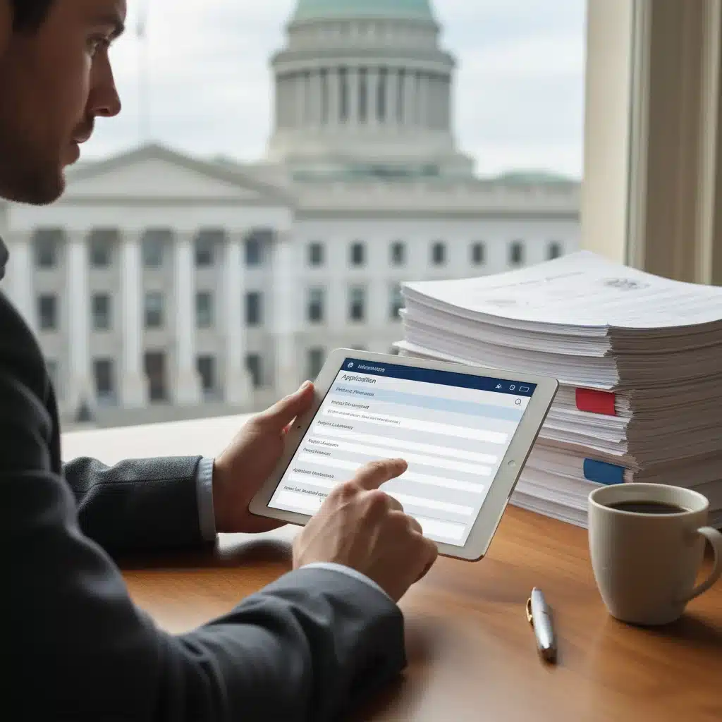 Persona revisando formulario de solicitud de subvención cultural en una tablet.