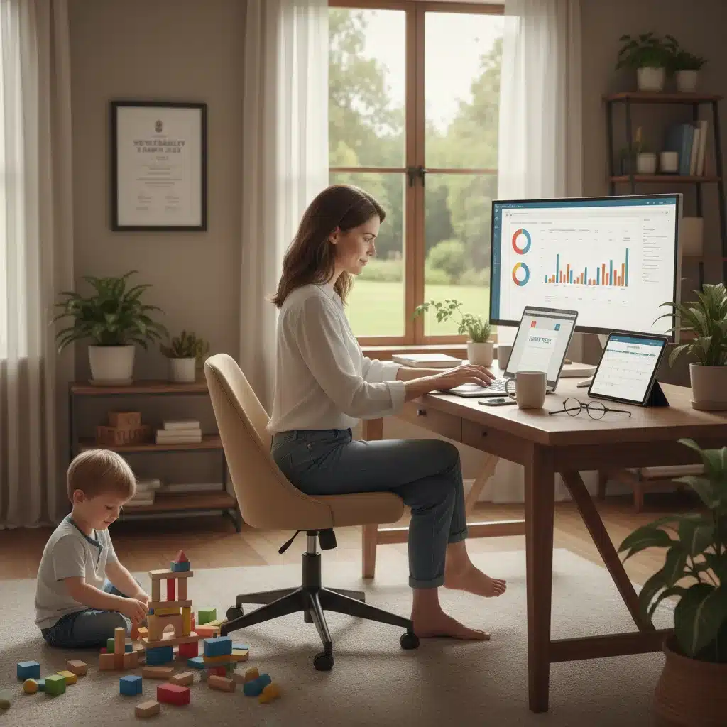 Madre teletrabajando con su hijo, simbolizando la conciliación familiar y laboral